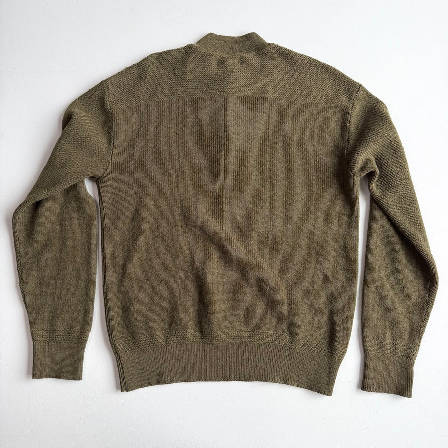 VNTG LL Bean (L) "Jeep" WWII Wool Olive Green Henley Sweater