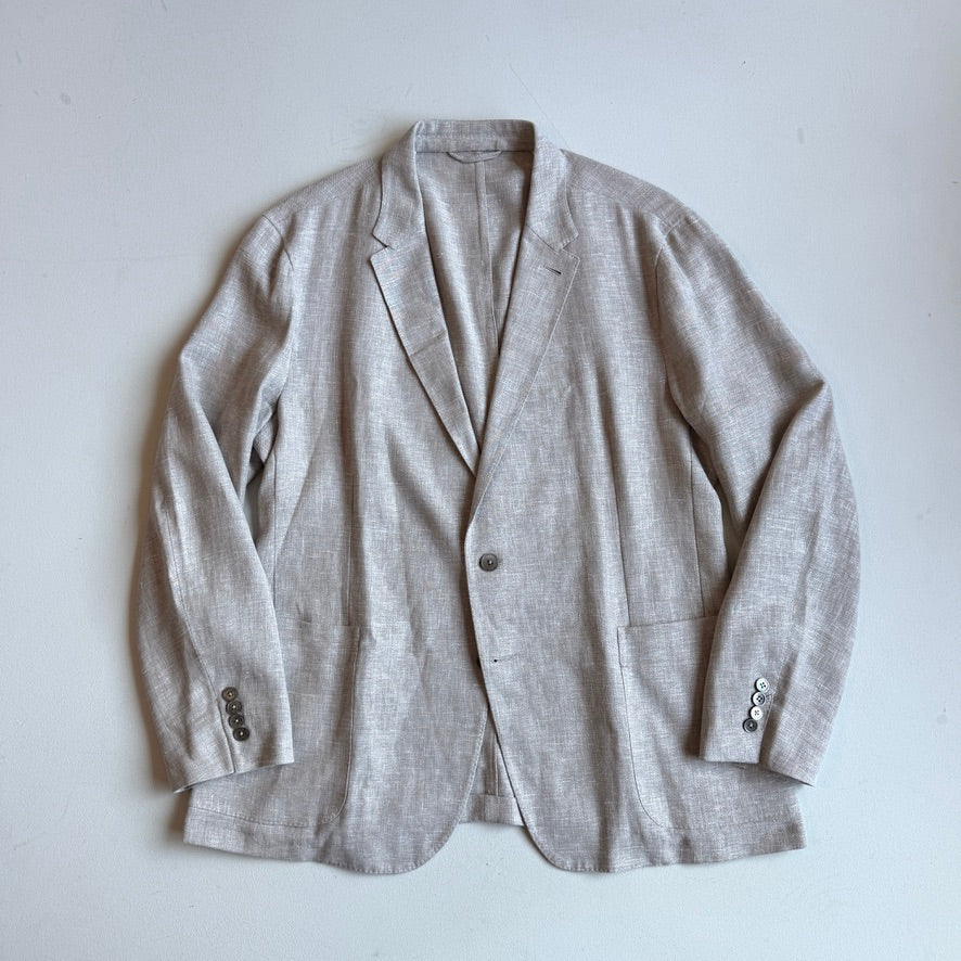 Ermenegildo Zegna (56R) Taupe Linen/Wool/Silk Unstructured Crossover "Shirt Jacket"
