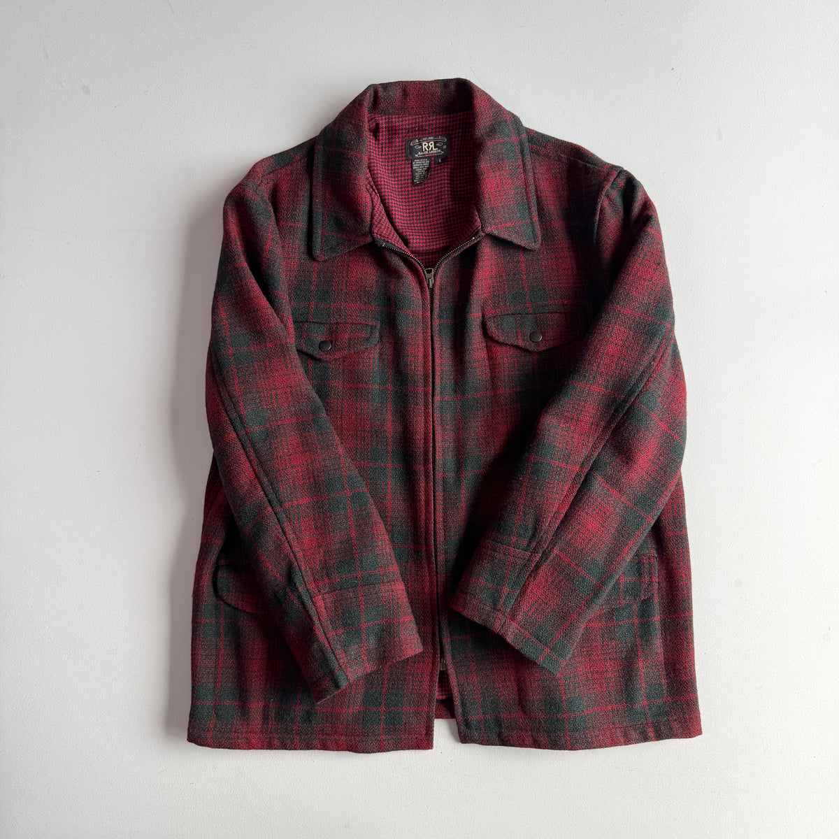 VNTG RRL Ralph Lauren (L) Wool Red/Green Plaid Hunting Field Coat