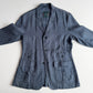 Canali (52 / L) Half-Norfolk 100% Linen Slate Blue Unstructured Sport Coat