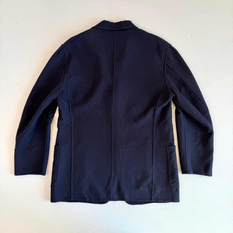 VNTG Polo Ralph Lauren (L) Wool Flannel Unstructured Navy Blue Sport Coat