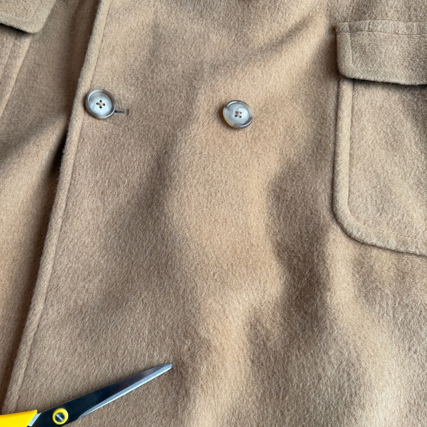 VNTG Ralph Lauren Chaps (46) Camel Wool Double Breasted Half-Belt Overcoat