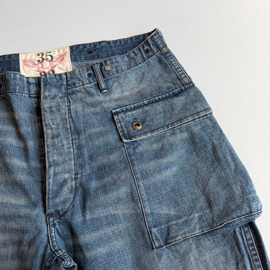 RRL Ralph Lauren (35x32) M-44 Denim Monkey Pants Jeans Marine Corp
