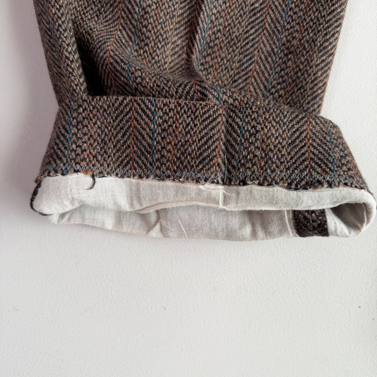 VNTG Polo Ralph Lauren (36 x 31-33) Wool Tweed Blue/Orange Over Stripe Tweed Pants