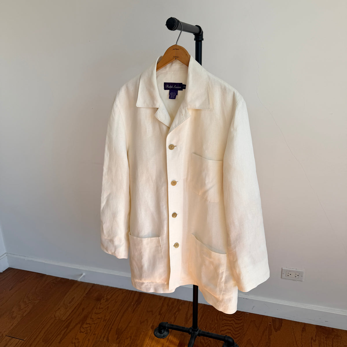 Ralph Lauren Purple Label (M) 100% Linen Ivory Cream Chore Coat Jacket