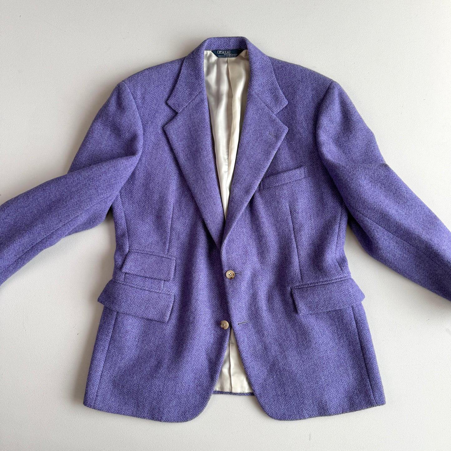 VNTG Polo Ralph Lauren (42S / 42R) Lavender 100% Wool Tweed Sport Coat