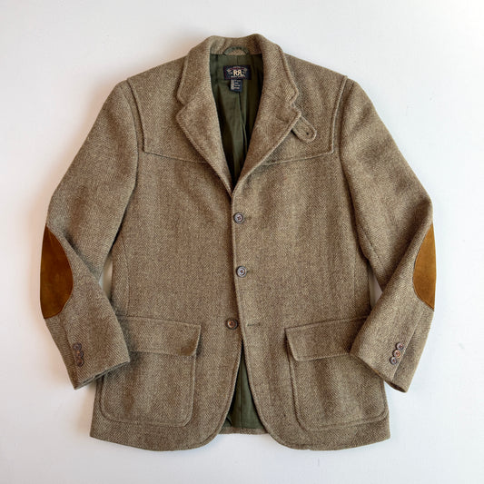 VNTG RRL Ralph Lauren (M) Olive Wool tweed Double Cape Sports Coat