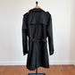 Burberry (54R) Black Poly/Cotton Double Breast Trench Coat