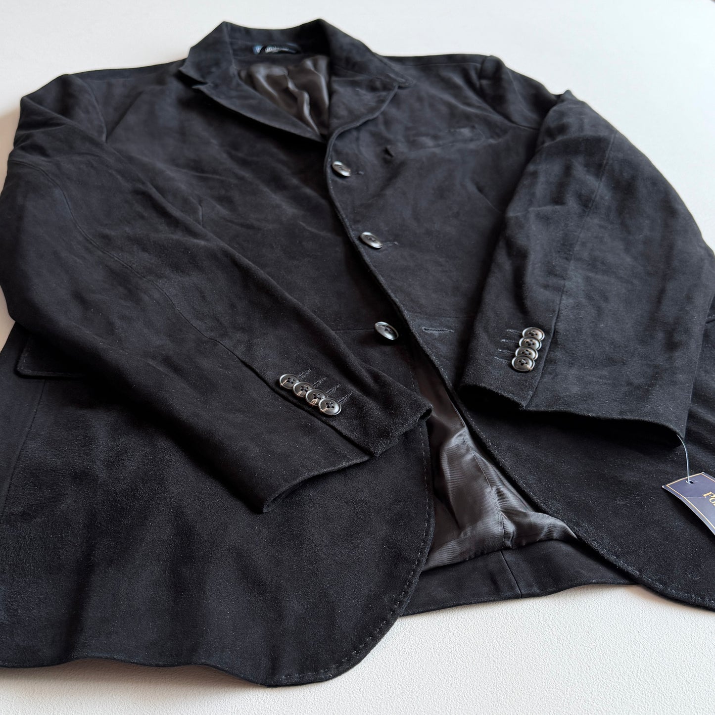NWT Polo Ralph Lauren (L) Suede Leather Hacking Equestrian Black Sports Jacket Coat