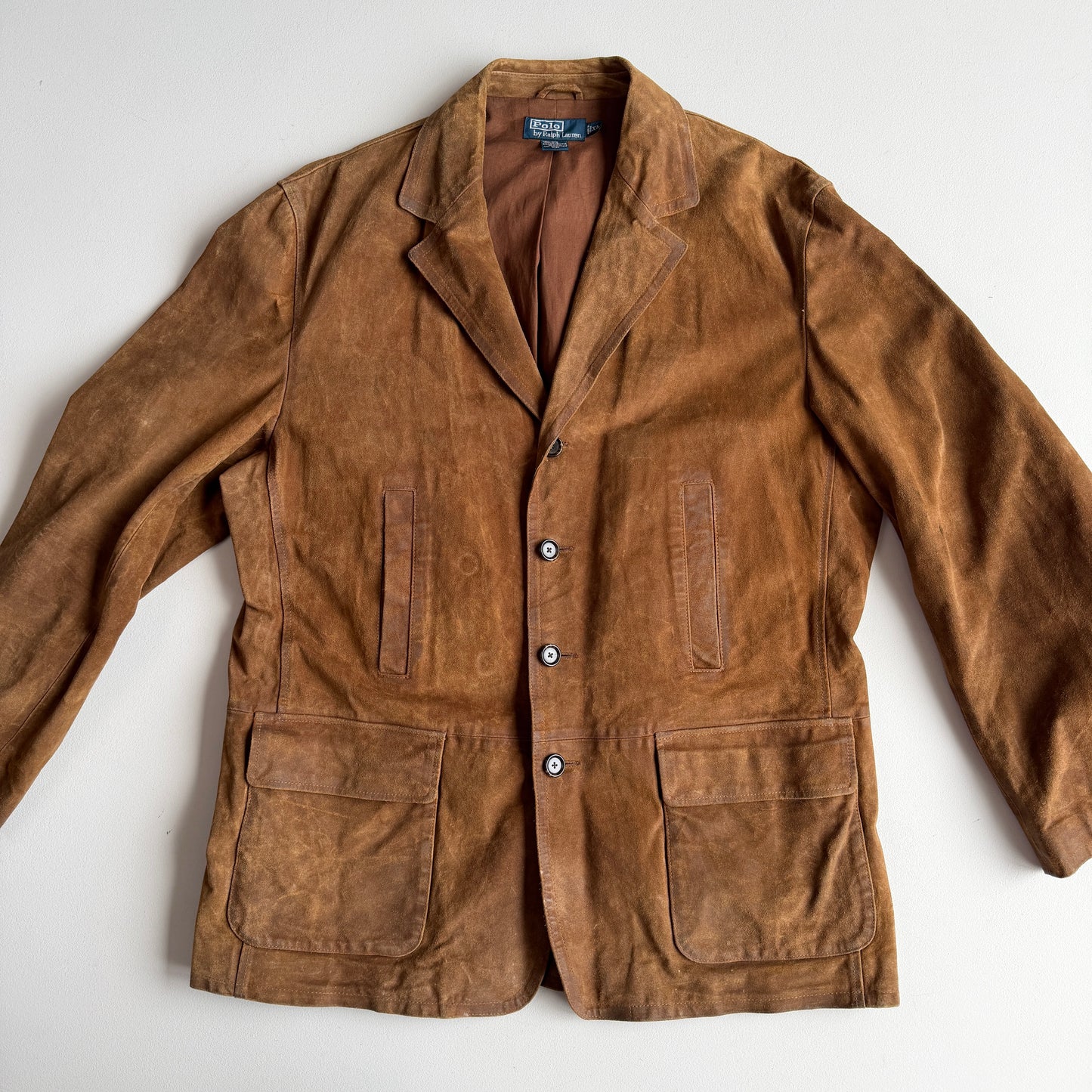 Polo Ralph Lauren (XL) Leather Roughout Half-Norfolk Tawny Field Jacket Coat