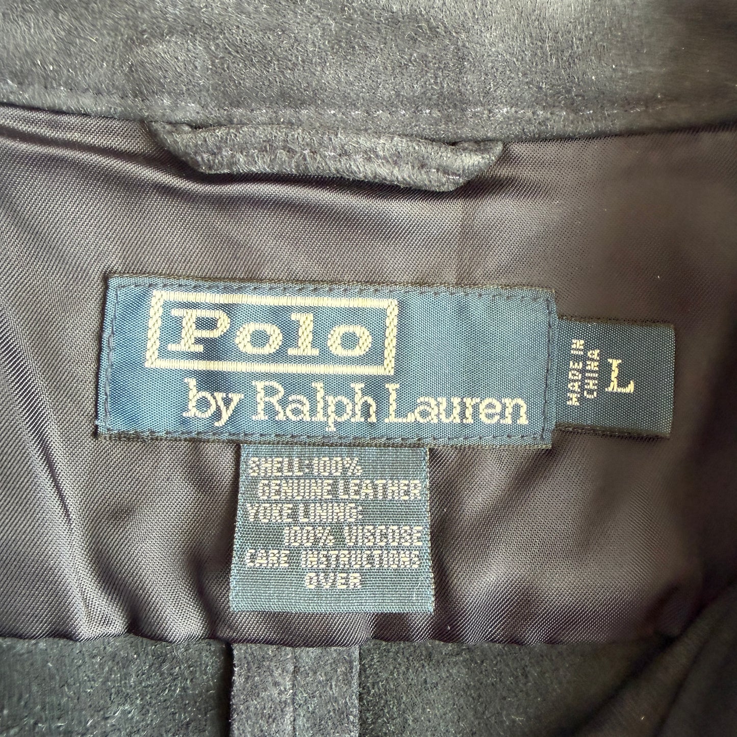 Polo Ralph Lauren (L) Slate Blue Suede Leather Button Shirt