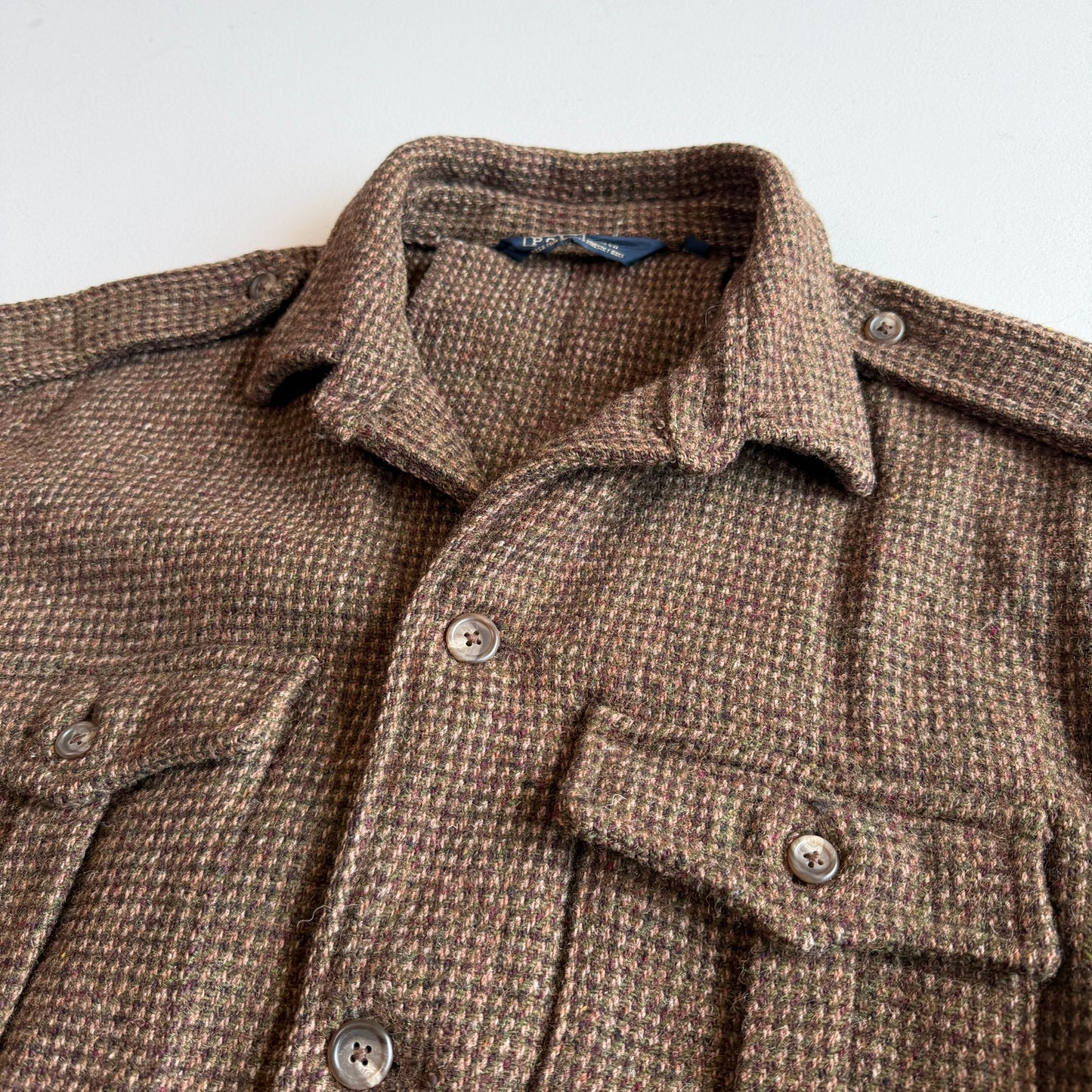 VNTG Polo Ralph Lauren (XL) Norfolk Wool Tweed Belted Melange Jacket Coat