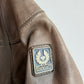 Belstaff Gold Label (L) Taupe Leather Belted Asymmetrical Zip Jacket