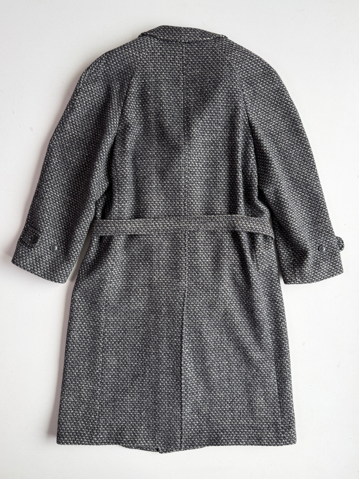 VNTG Giorgio Armani MANI (42R) 100% Wool Tweed Belted Balmacaan Overcoat