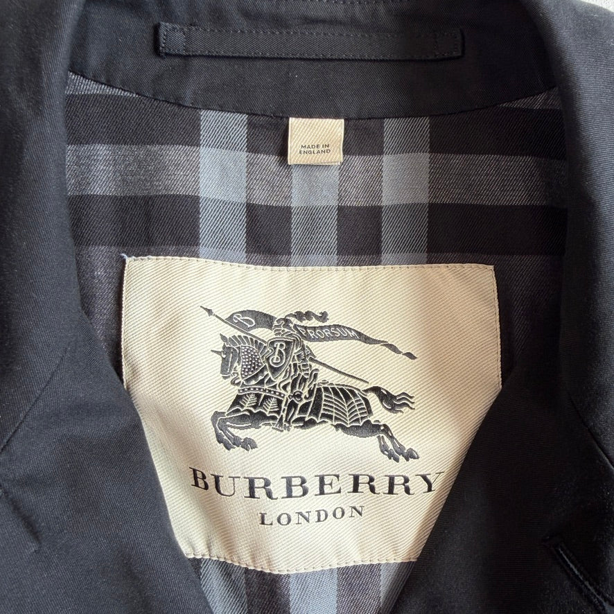 Burberry (48IT / M) Black 100% Cotton Gabardine Twill Car Coat