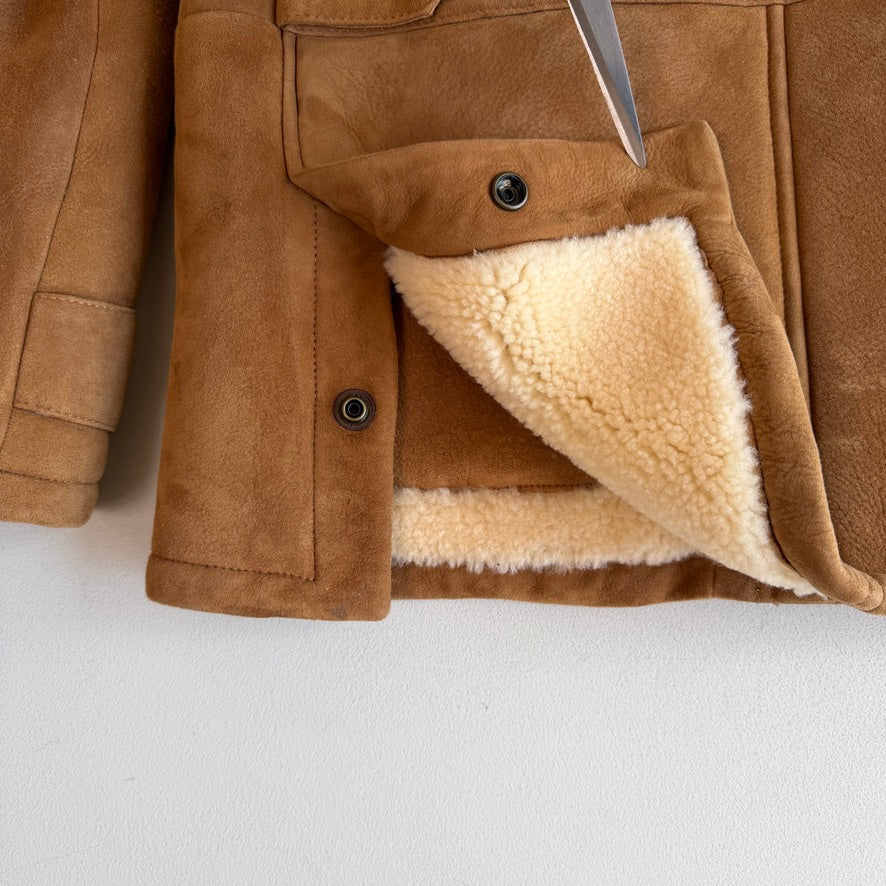 NWT Polo Ralph Lauren (S) Shearling Lamb Suede Leather Car Coat