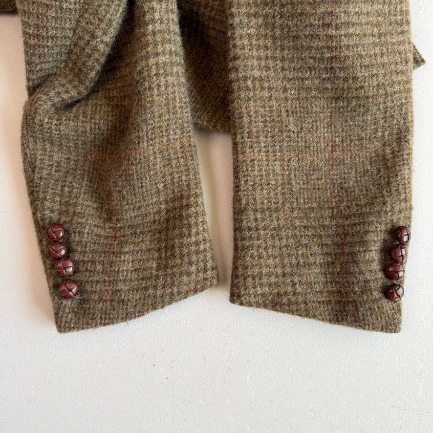 Polo Ralph Lauren (44L) Tweed Wool Olive Red Overcheck Sport Coat
