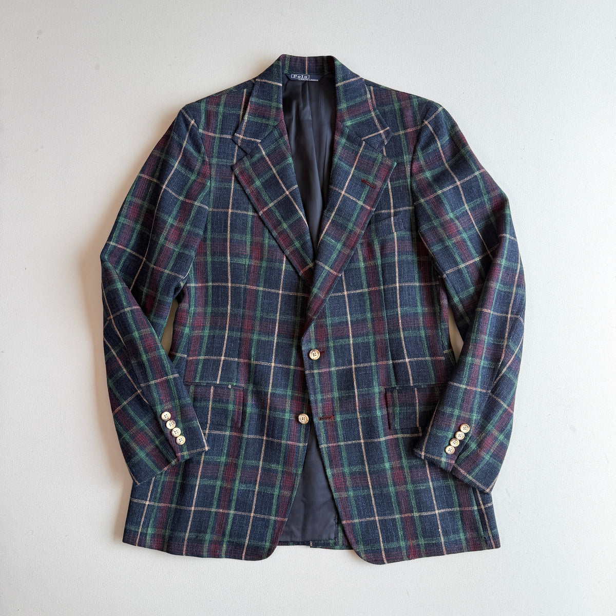 VNTG Polo Ralph Lauren (41L) Wool/Linen Full-Canvas Tartan Plaid Sport Coat