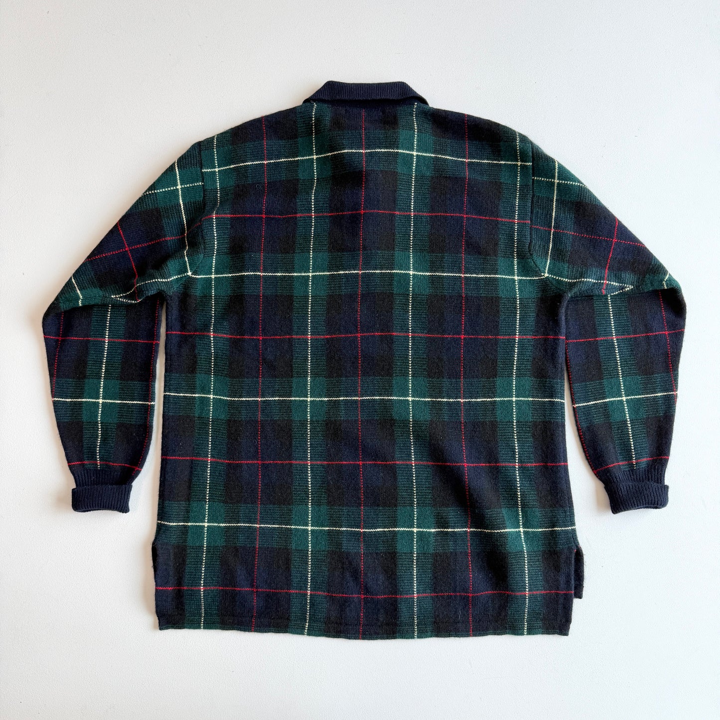 VNTG Polo Ralph Lauren (L) 100% Cashmere Tartan Plaid Collared Pullover Sweater