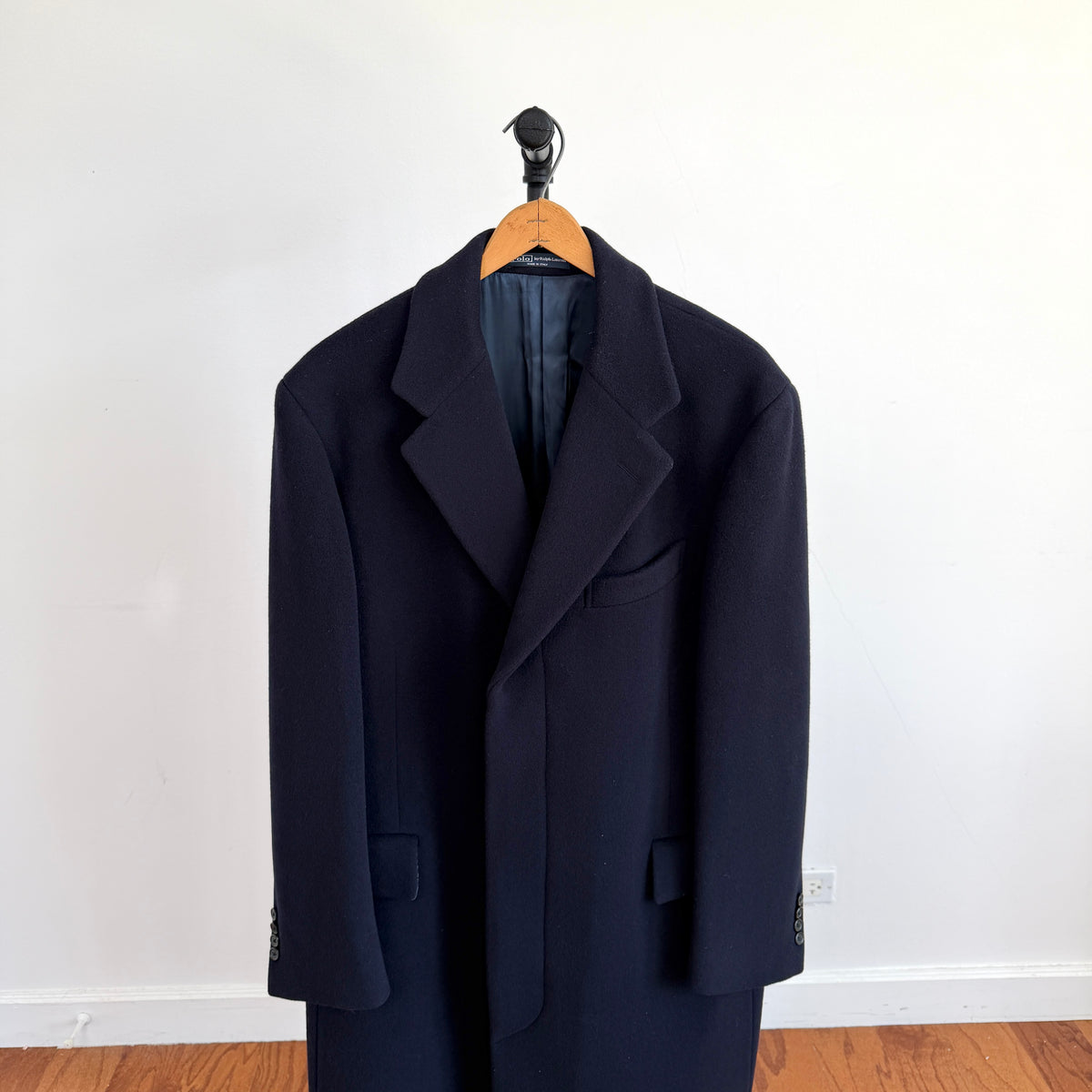 Polo Ralph Lauren (40R) Navy Blue 100% Wool Melton Overcoat