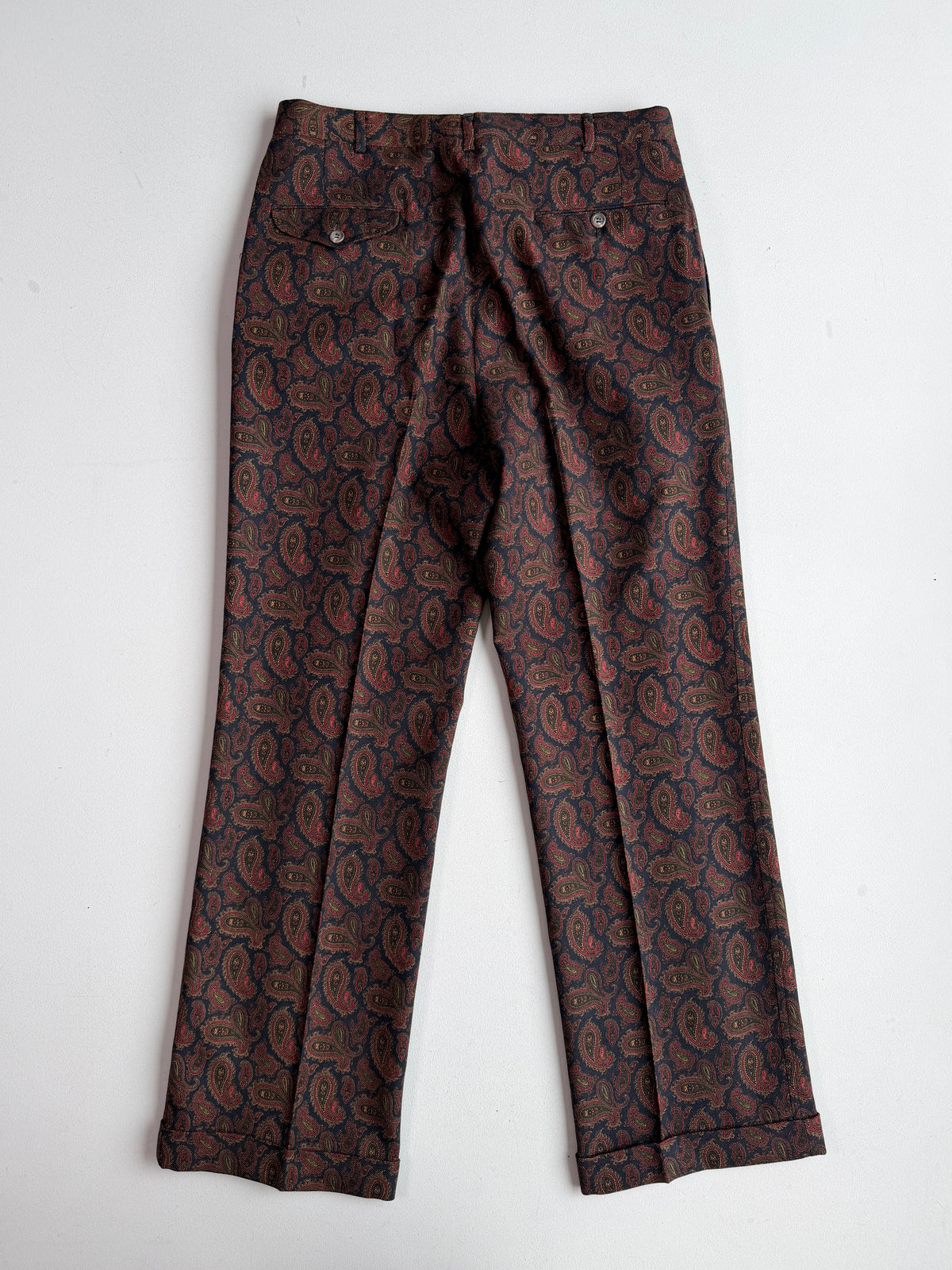 VNTG Polo Ralph Lauren (33/34 x 33) Wool Paisley Pleated Pants