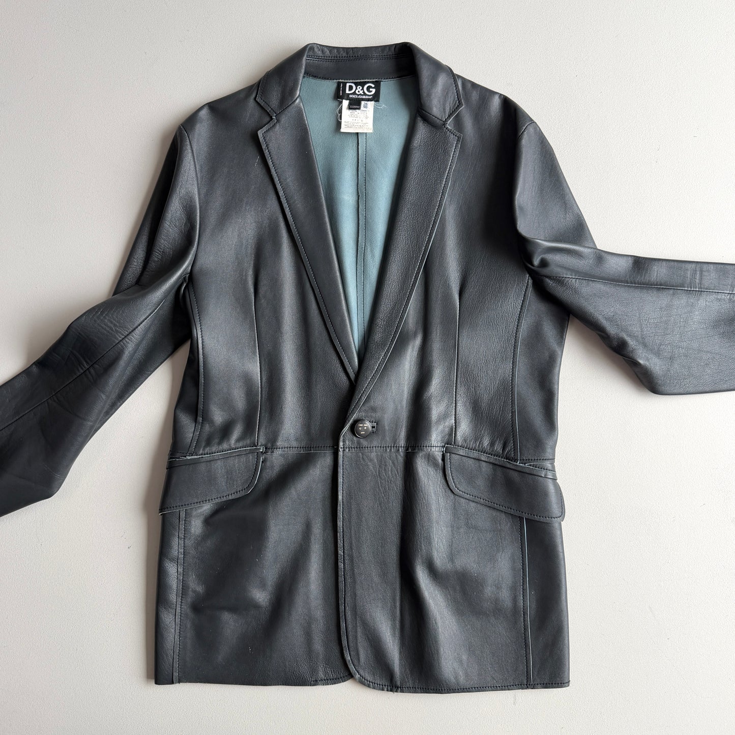 Dolce & Gabbana (50IT) Slate Blue/Teal Leather Single Button Sport Coat