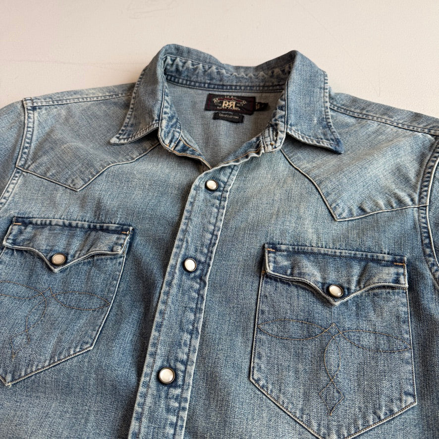 Ralph Lauren RRL (L) Pearl Snap Denim Western Shirt