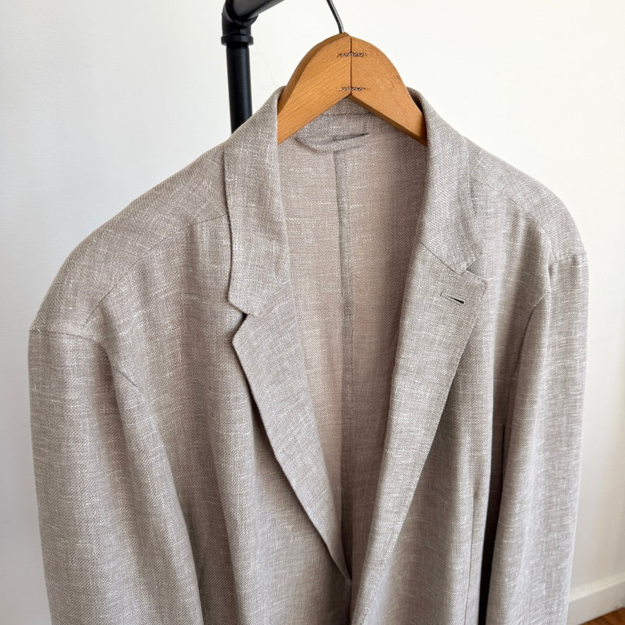 Ermenegildo Zegna (56R) Taupe Linen/Wool/Silk Unstructured Crossover "Shirt Jacket"