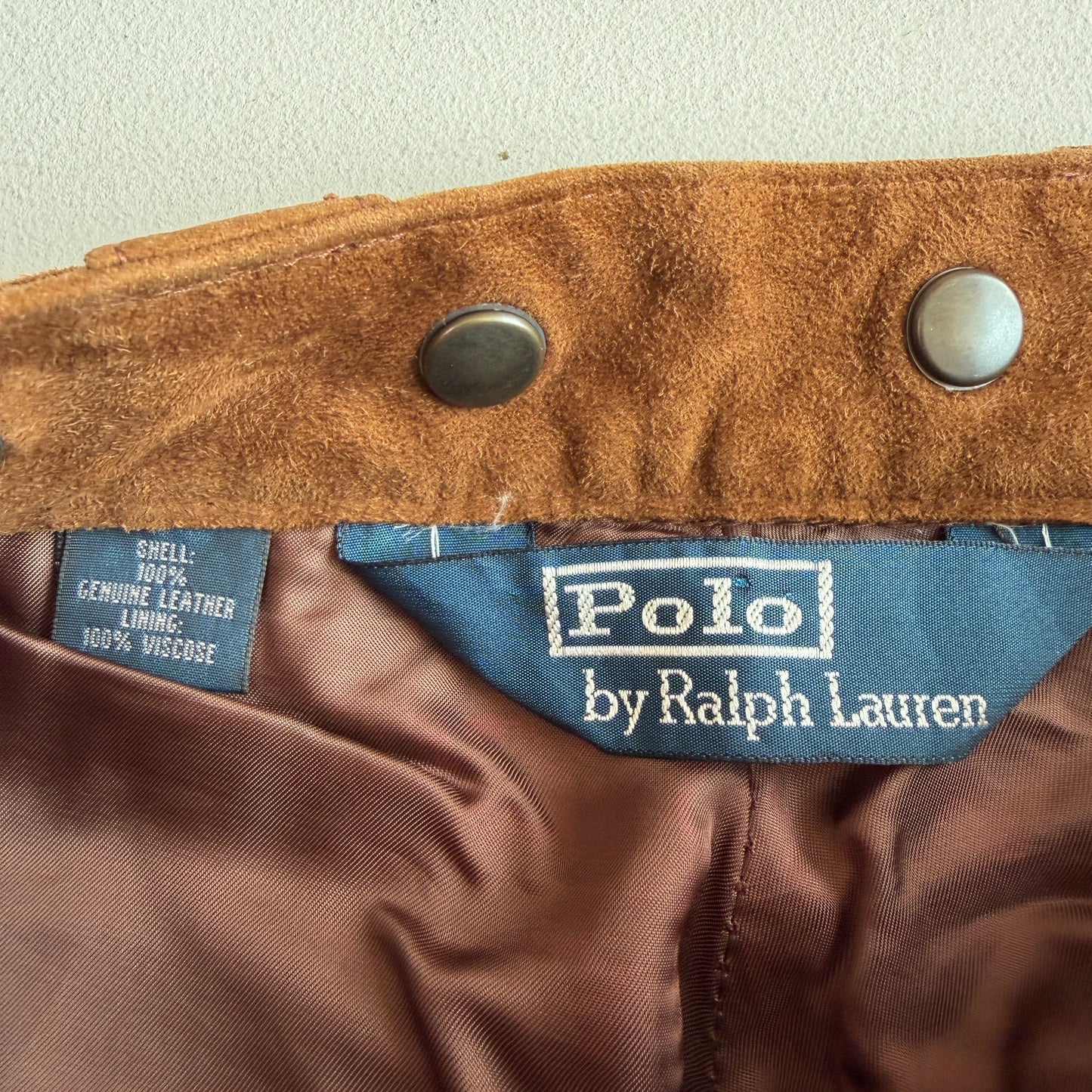 Polo Ralph Lauren (32x30) Suede Leather Cargo Motorcycle Tawny Brown Pants