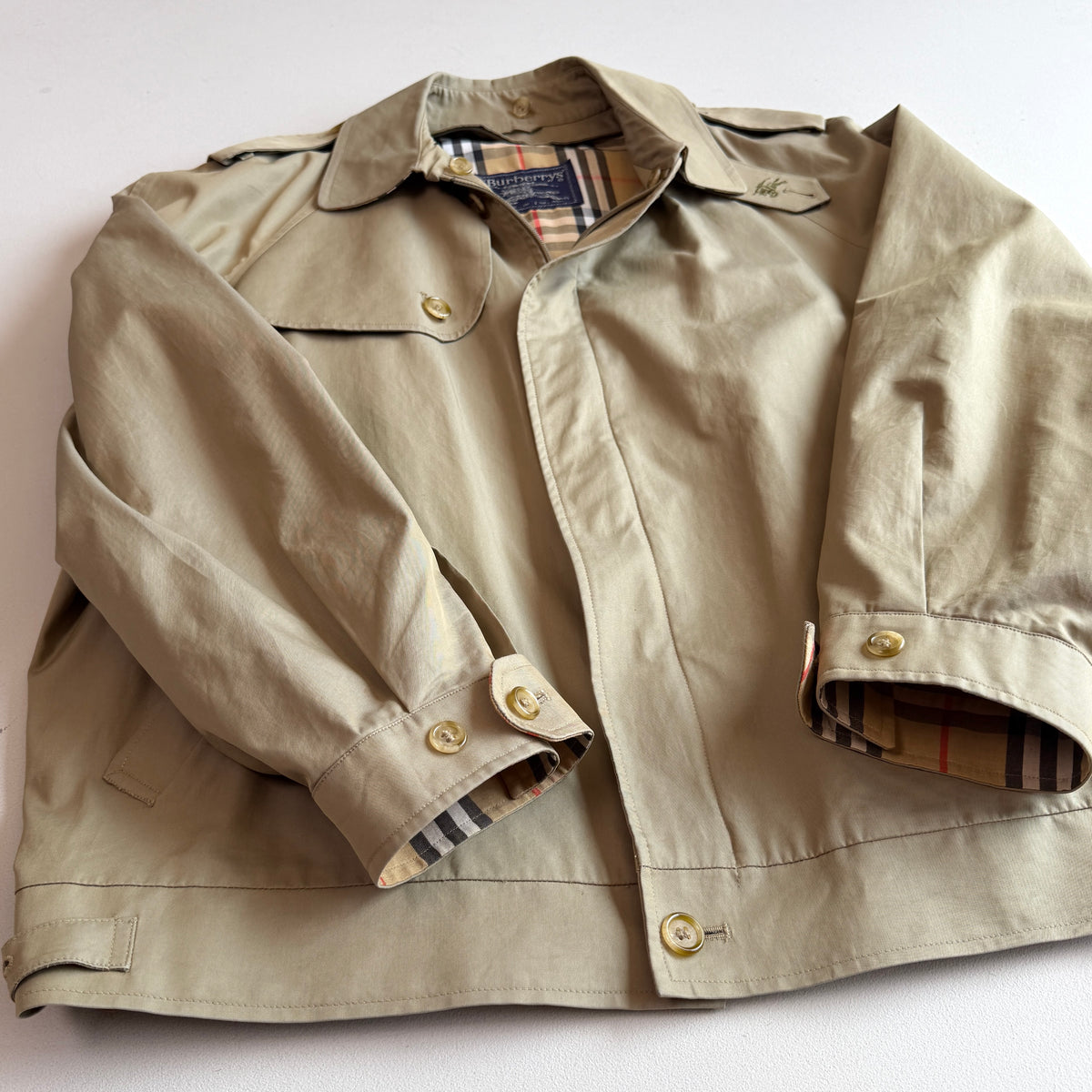 VNTG Burberry (54 / XL) Cotton Gabardine Zip Harrington Jacket