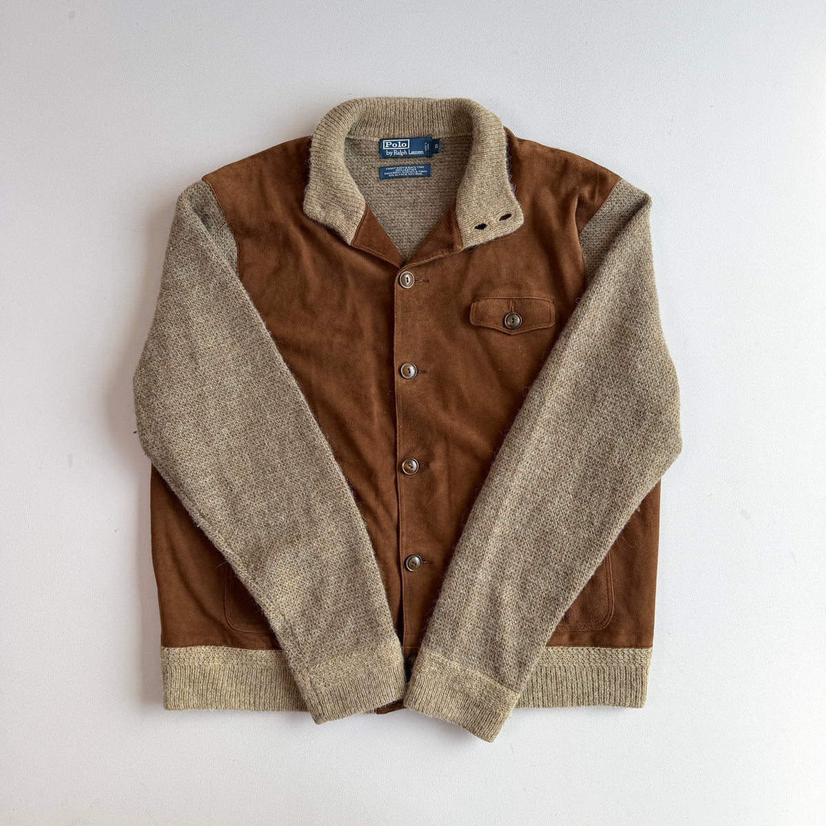 Polo Ralph Lauren (XL) Suede Alpaca/Wool Button Cardigan Sweater