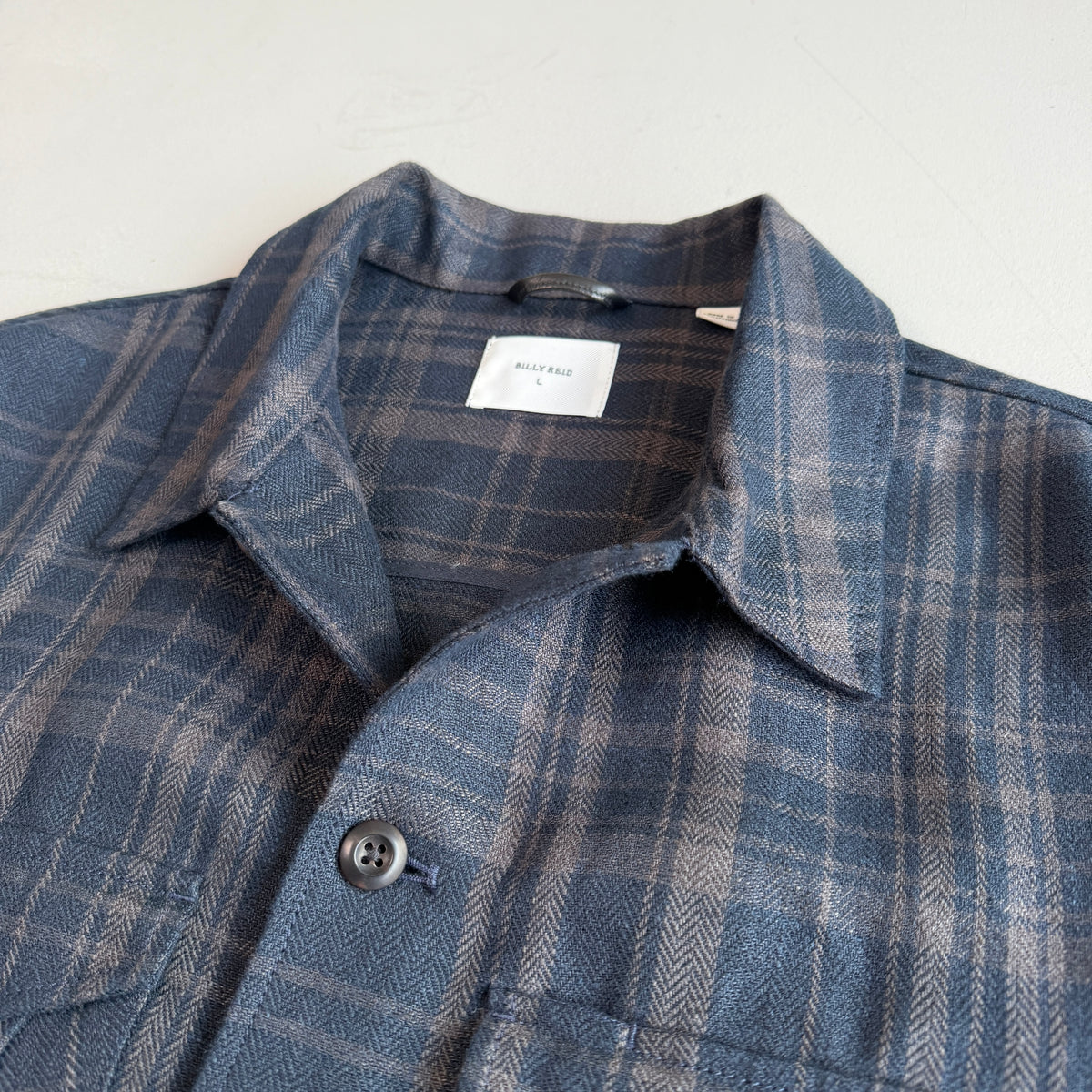 NWOT Billy Reid (L) 100% Linen Plaid Trucker Jacket