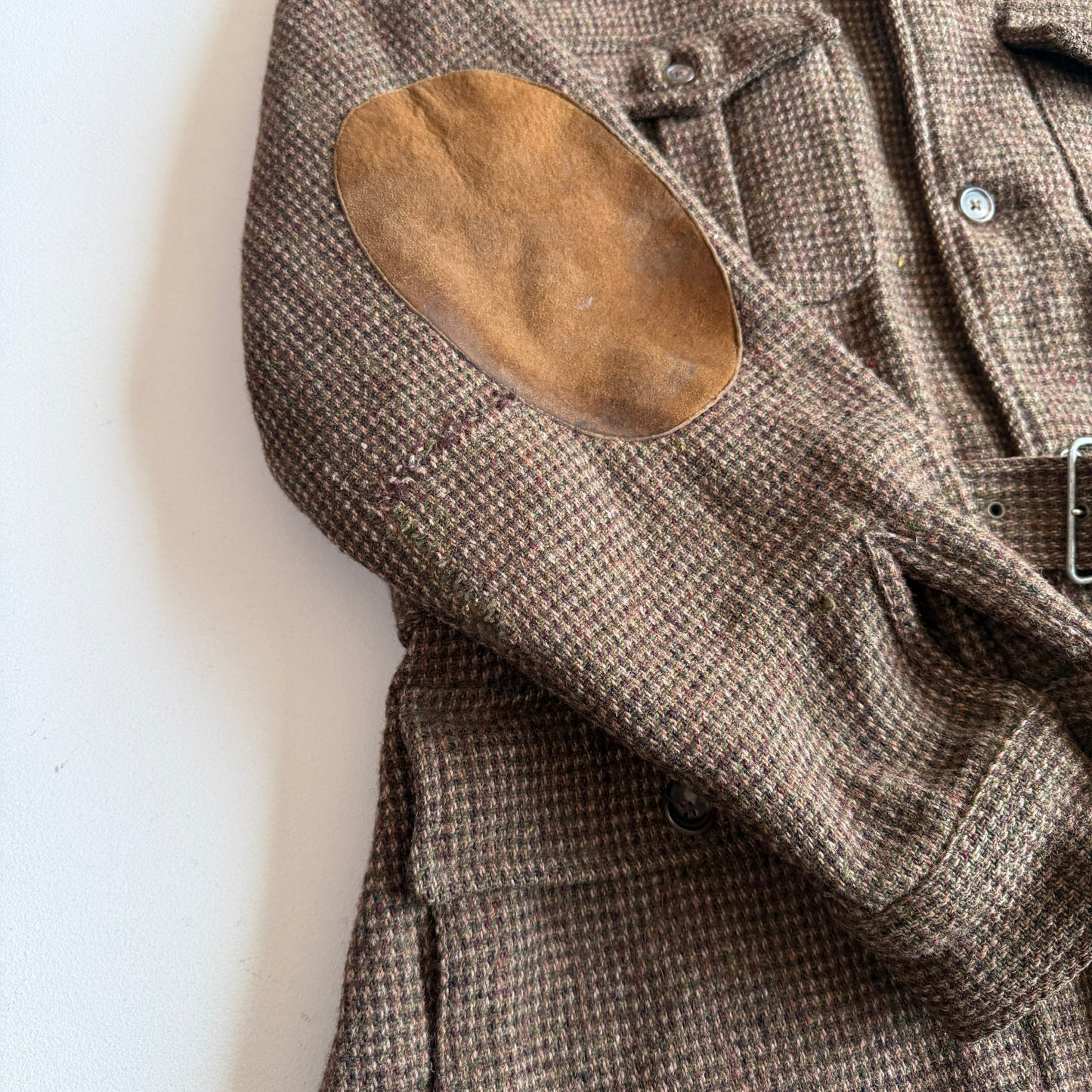 VNTG Polo Ralph Lauren (XL) Norfolk Wool Tweed Belted Melange Jacket Coat
