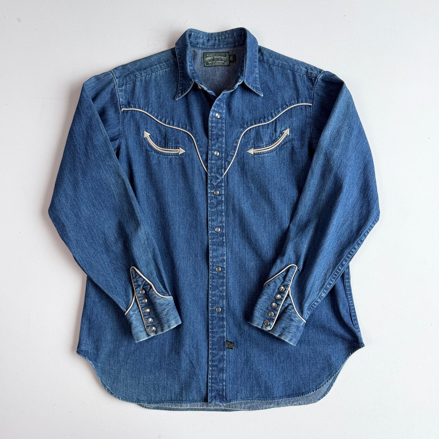 VNTG Ralph Lauren Polo Country (XL) Western Pearl Snap Denim Shirt