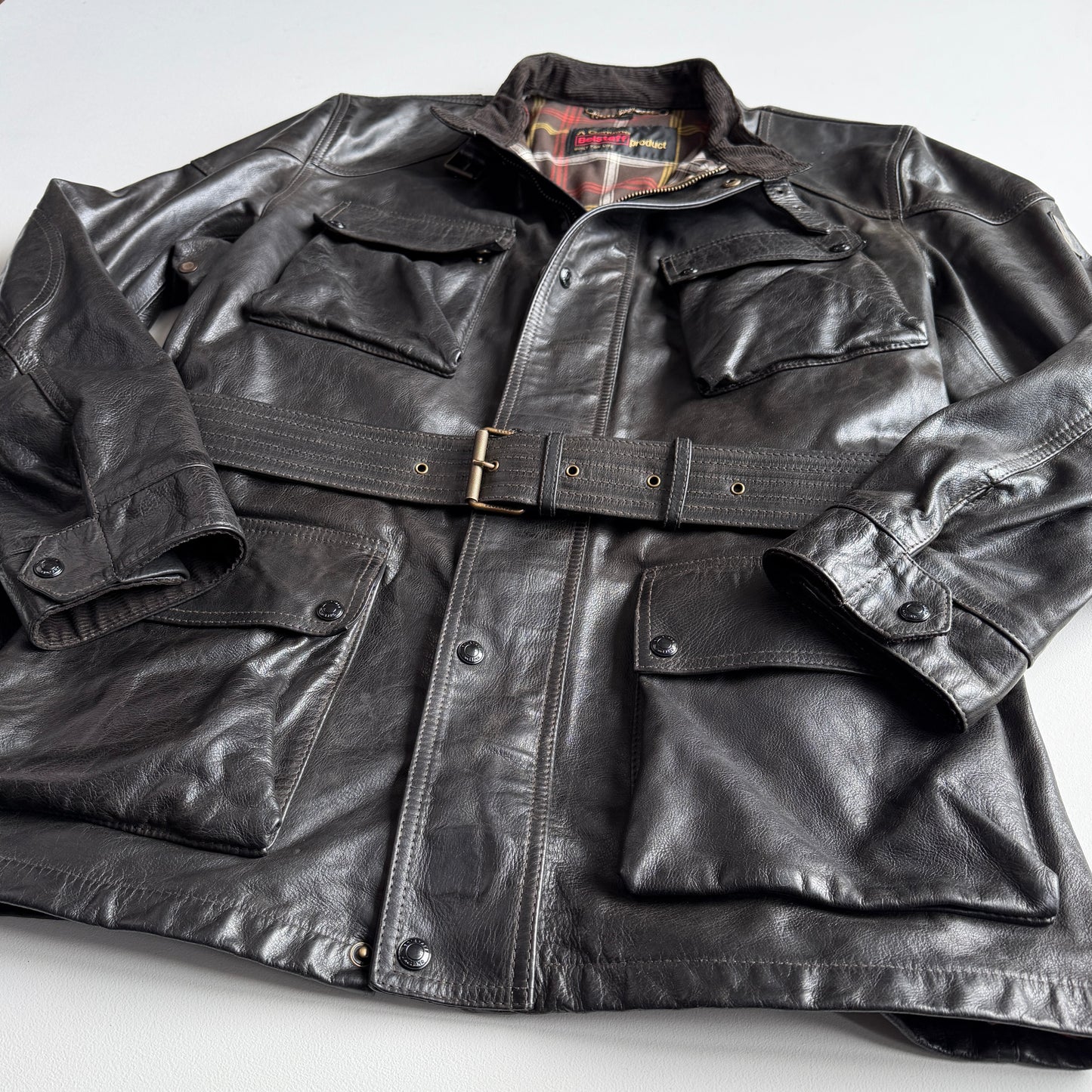 NWOT Belstaff (US 48 / 2XL) Trailmaster Panther Waxed Leather Motorcyle Jacket