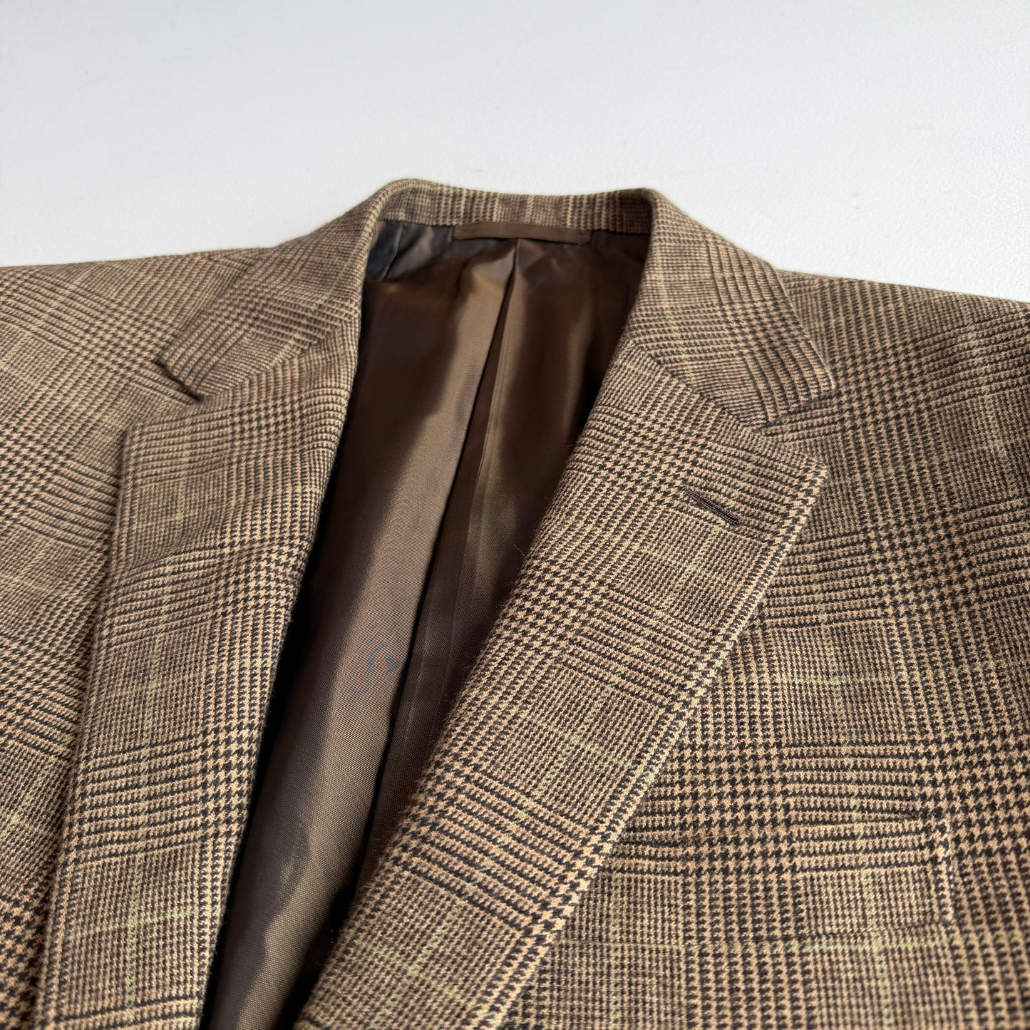 Ralph Lauren Purple Label (40R) Wool Flannel Glen Plaid Brown Sports Coat