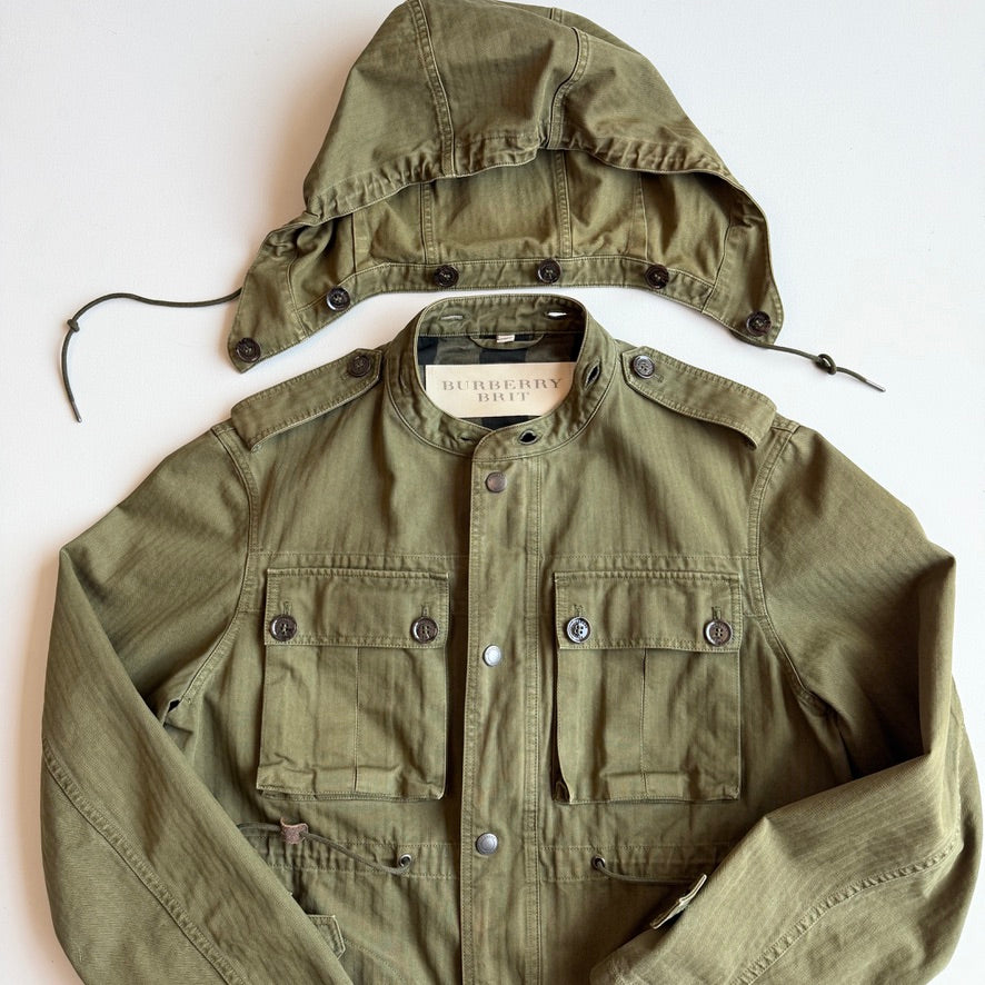 Burberry Brit (L) Military Green Cotton Herringbone Field Jacket