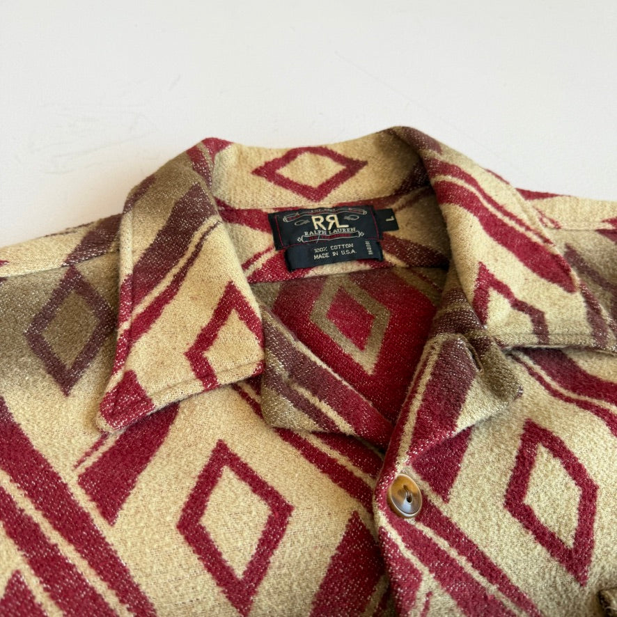 VNTG Ralph Lauren RRL (L) Cotton Blanket-Like Southwest Diamond Overshirt