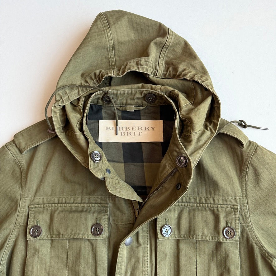 Burberry Brit (L) Military Green Cotton Herringbone Field Jacket