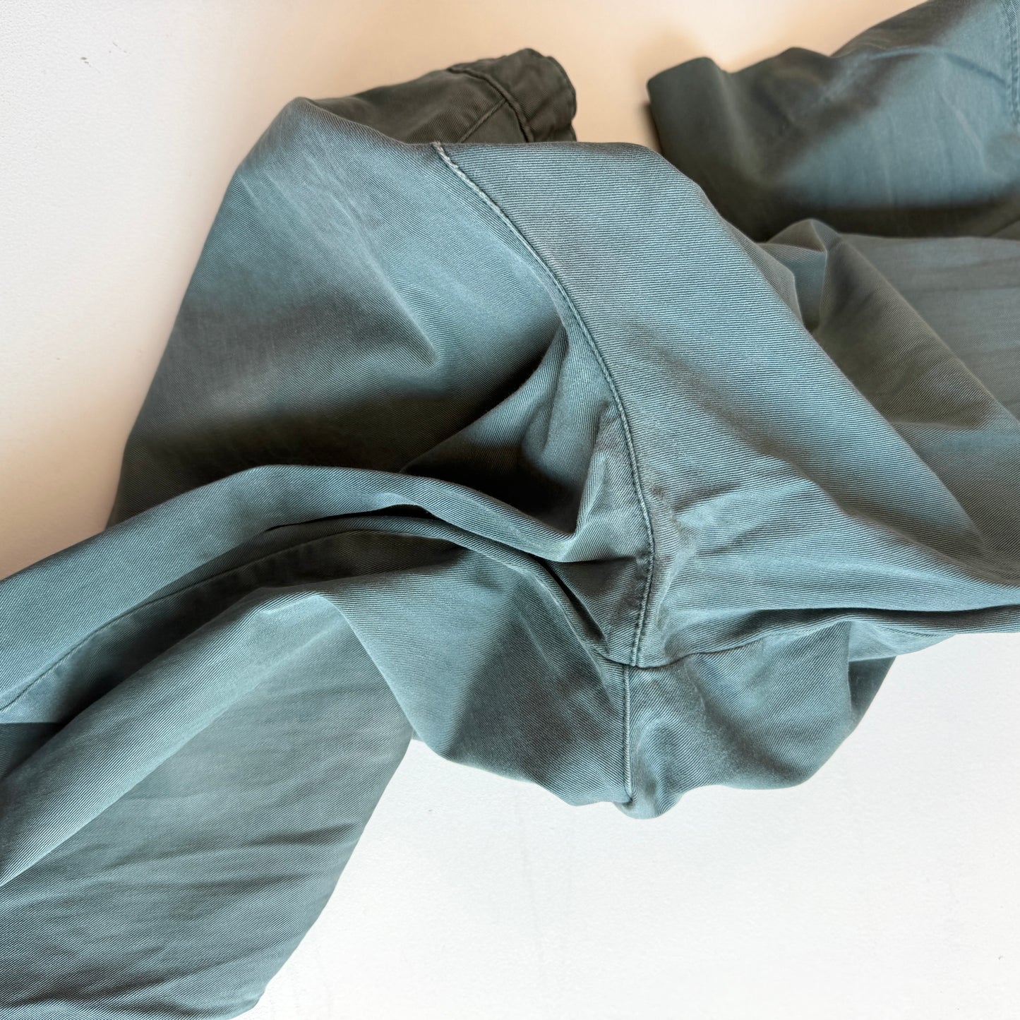 VNTG Polo Ralph Lauren (33x30) Dusty Turquoise Pleated Side Tab Cotton Chinos