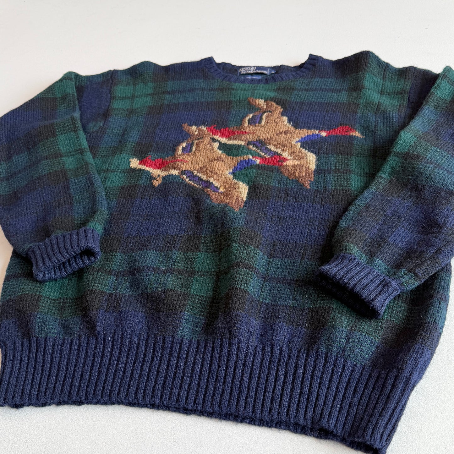 VNTG Polo Ralph Lauren (XL) Duck Black Watch Wool Sweater