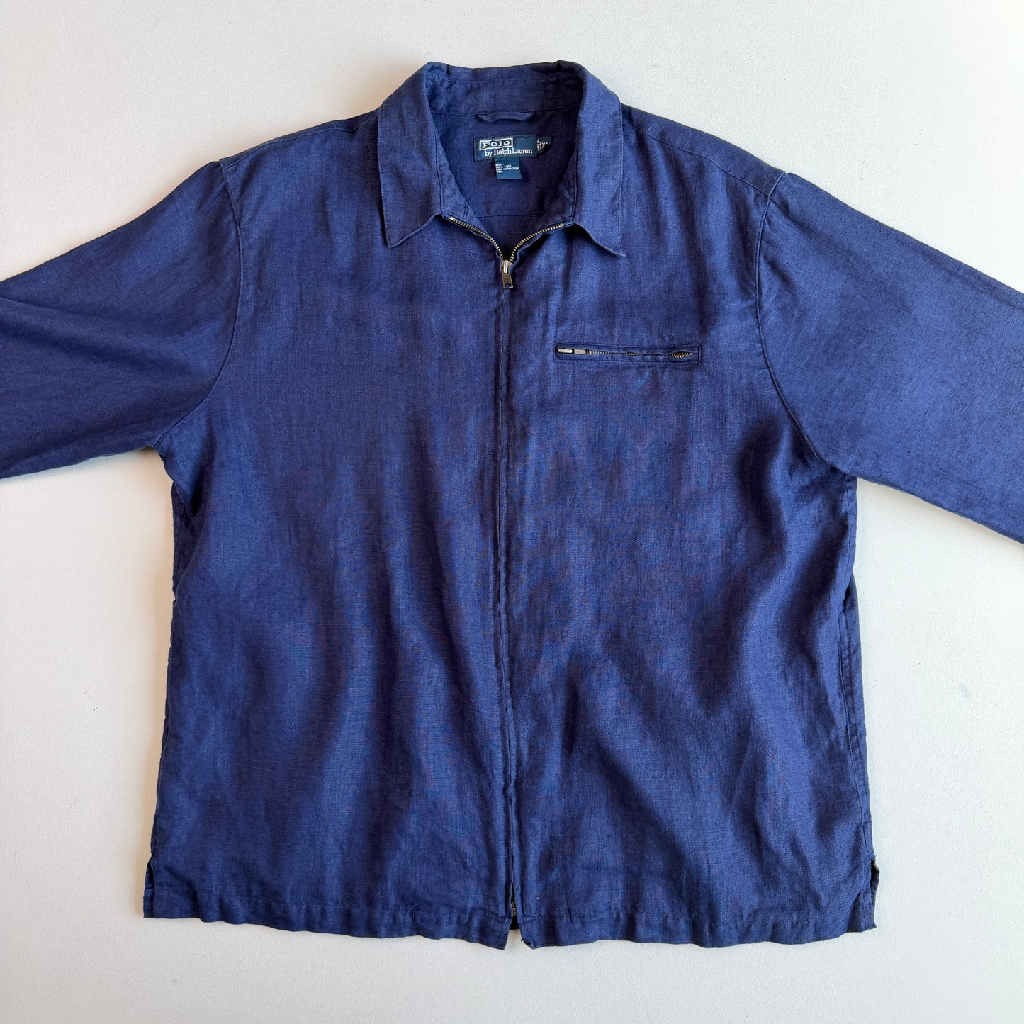 Polo Ralph Lauren (XL) 100% Linen Deep Blue Zip Jacket