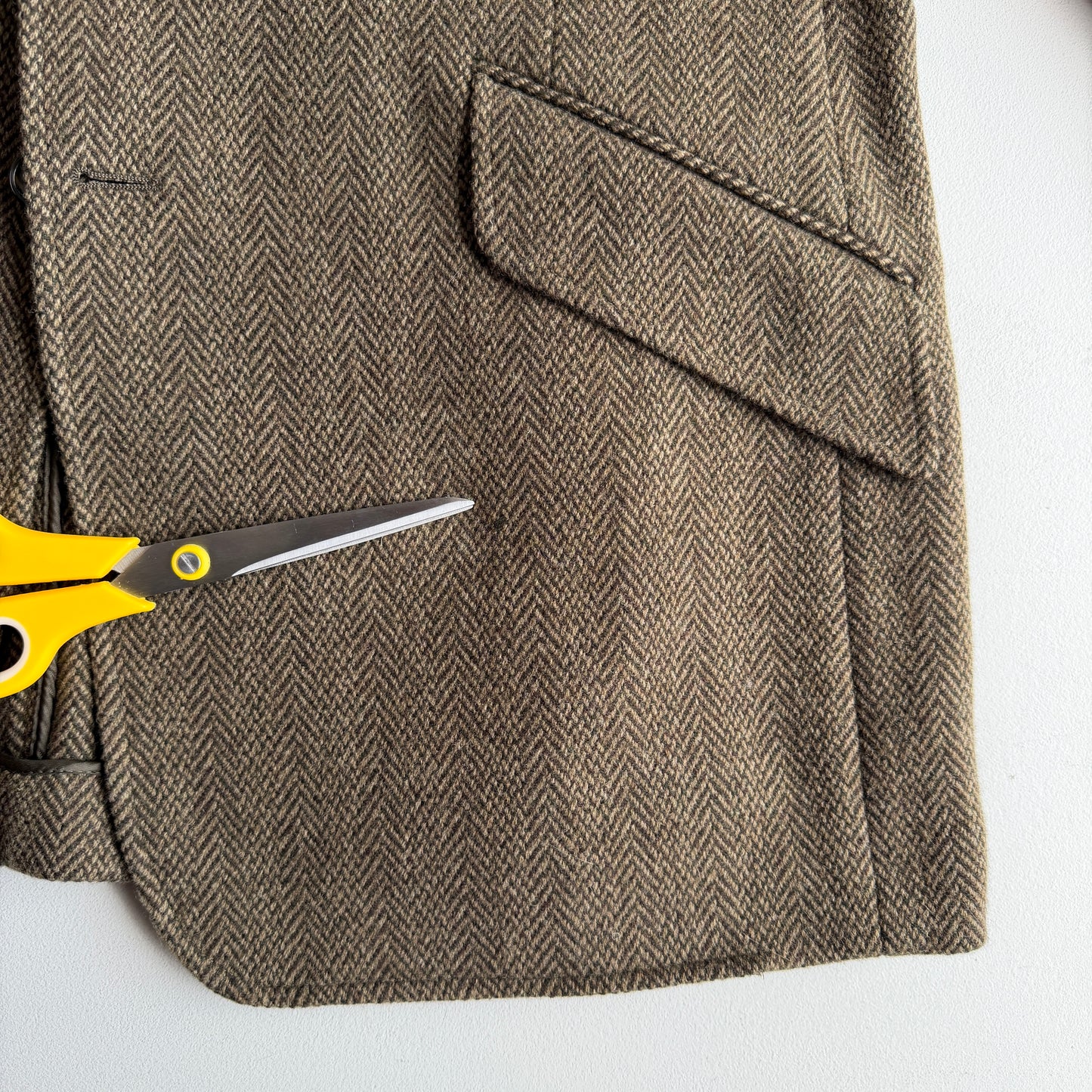 Polo Ralph Lauren (L / 43L) Olive Herringbone/Birdseye Tweed Wool Hacking Jacket