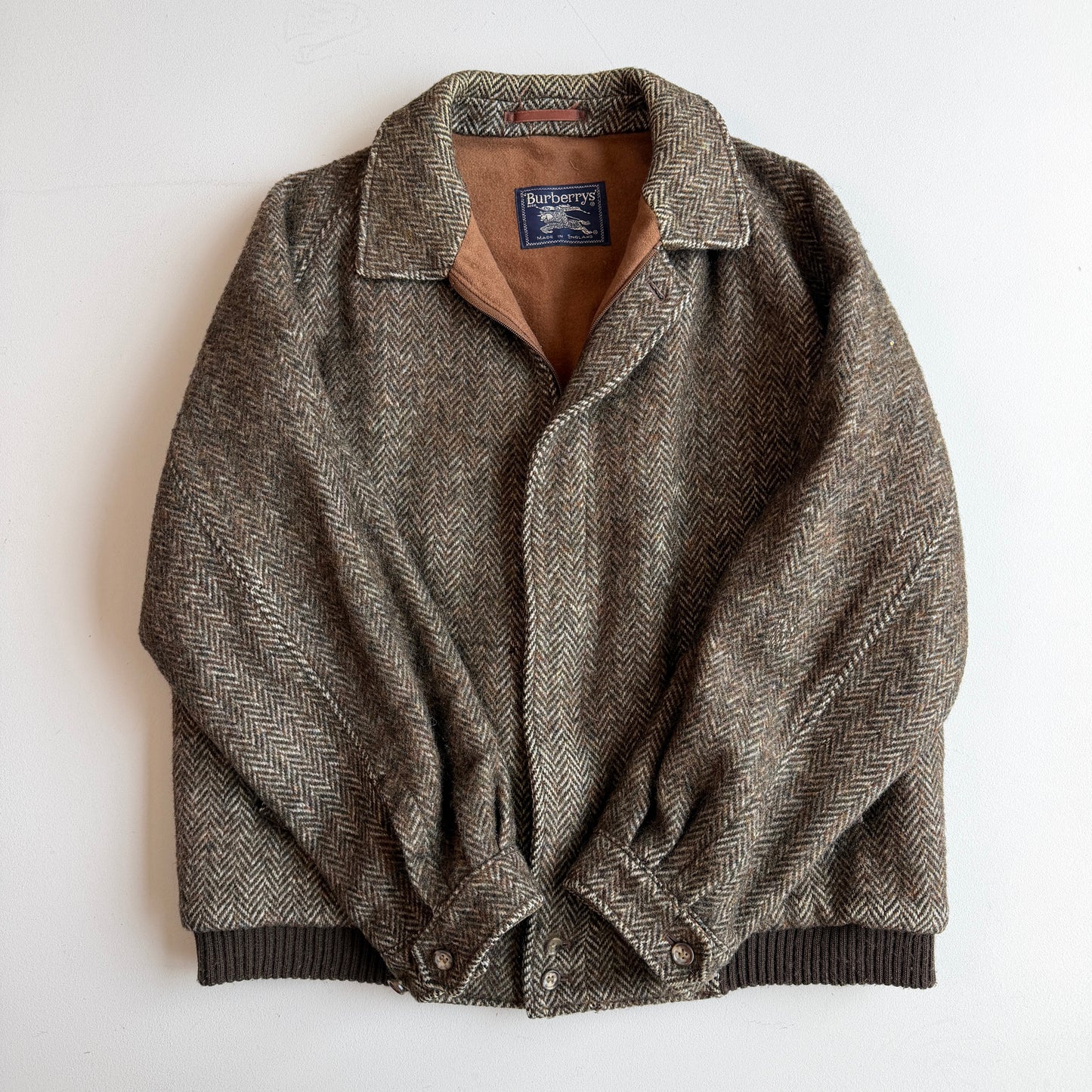 VNTG Burberry (46R) Tweed Wool Raglan Sleeve Brown Jacket