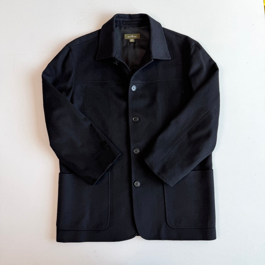 Ermenegildo Zegna (50IT / M) 100% Cashmere Flannel Black Car Coat