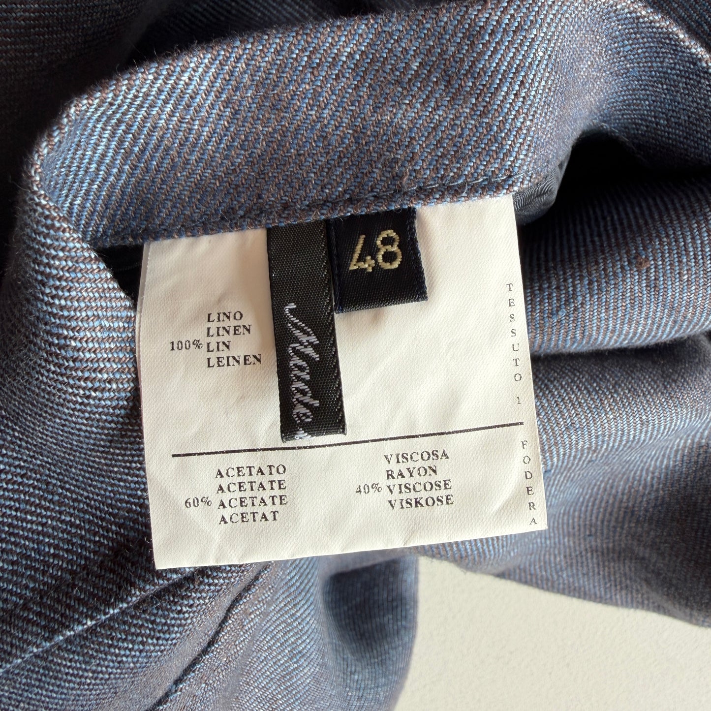 Canali 48IT (fits like 50IT) Iridescent Slate Blue Linen Chore Coat