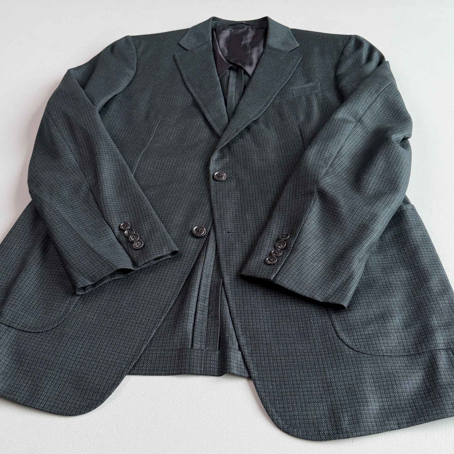 NWOT Ermenegildo (54L IT) Summer Weight Green Wool Hopsack Manhattan Sport Coat