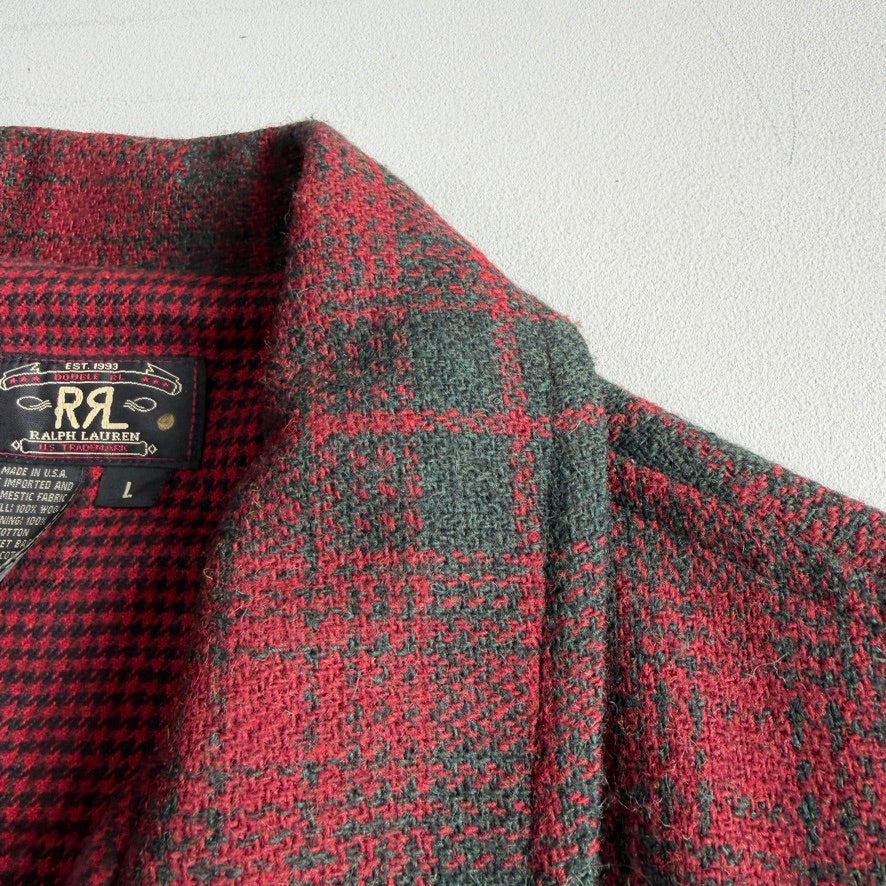 VNTG RRL Ralph Lauren (L) Wool Red/Green Plaid Hunting Field Coat