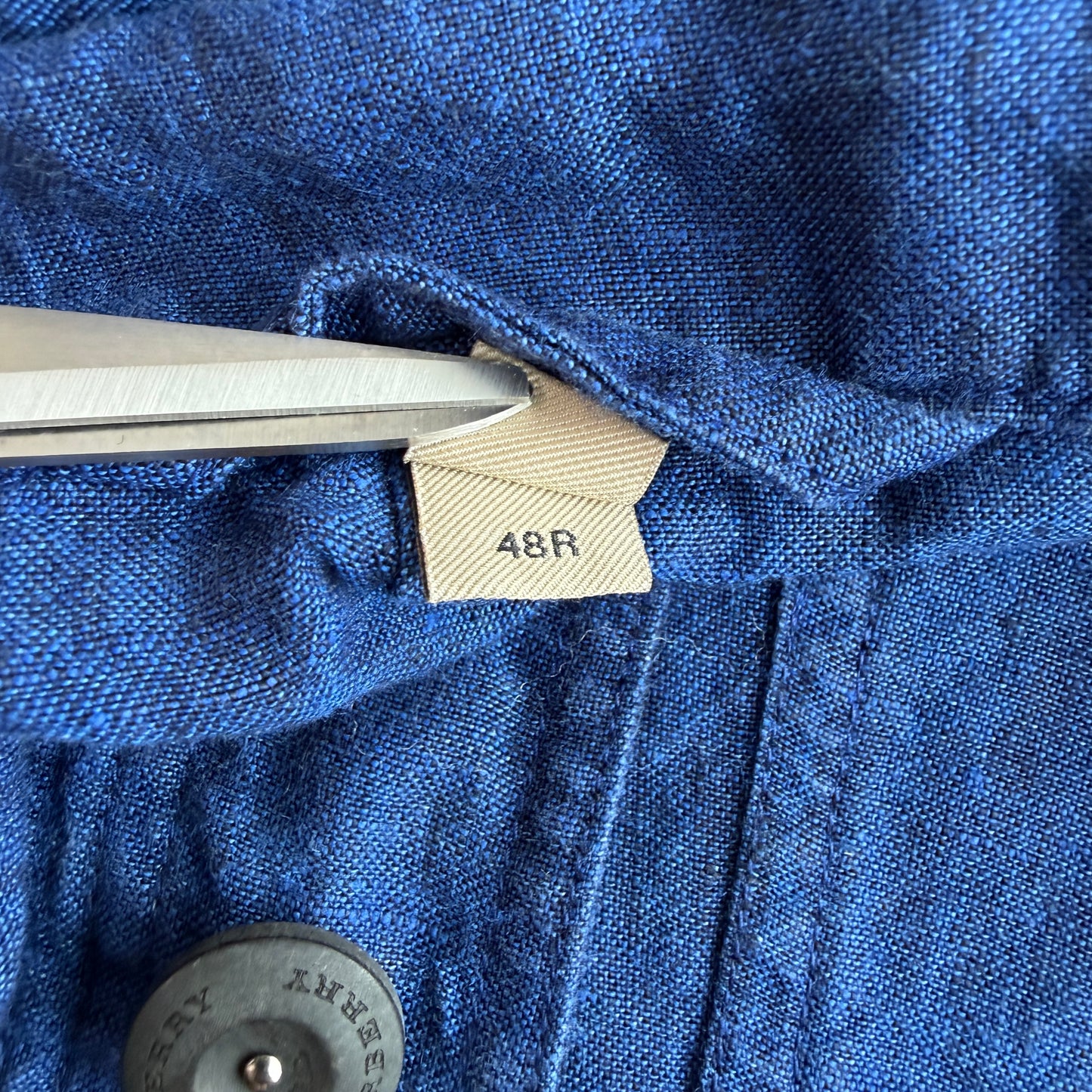 Burberry (48R / S) Indigo Blue 100% Linen Button Chore Overshirt Coat