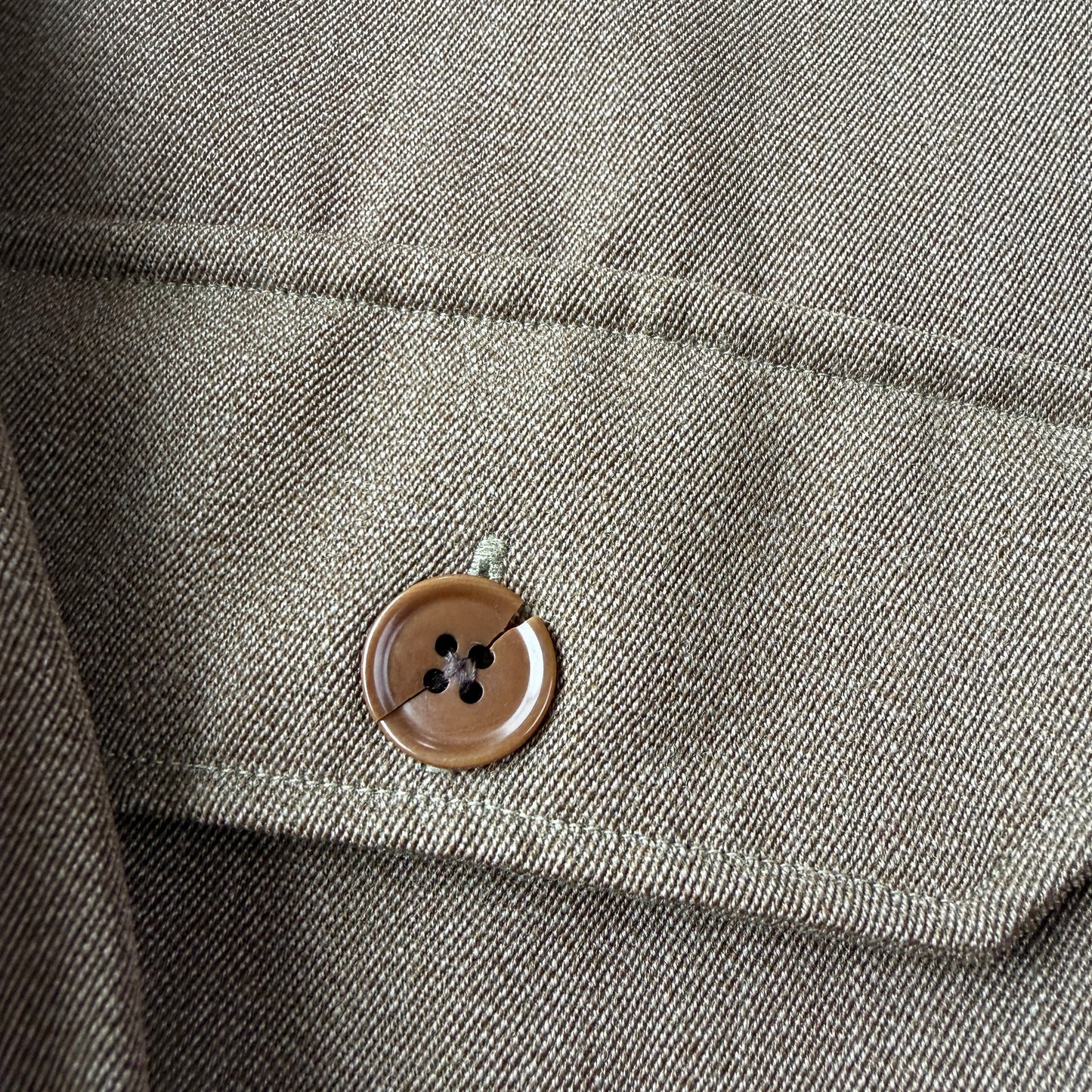 VNTG Polo Ralph Lauren (L) 100% Wool Whipcord Olive Military WWII Shirt